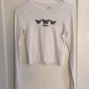 Hollister white butterfly long sleeve tee!